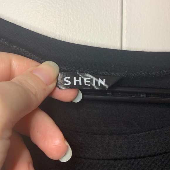 SHEIN Black Long Sleeve Drawstring Tie Bottom Top - Picture 6 of 8